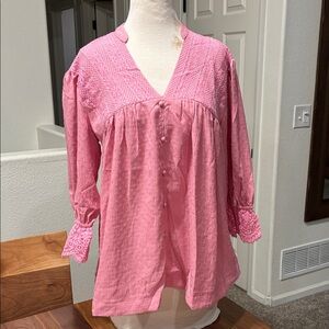 Easel Pink Textured Women's Blouse